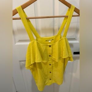 Gianni Bini Yellow Ruffled Sleeveless Blouse